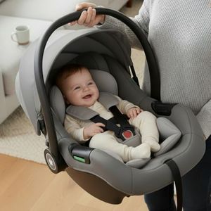StarAndDaisy 2-in-1 Carry Cot for Newborn Baby/car seat with Adjustable Handle, 3-Point Safety Belt & Removable Canopy/Portable Baby Cot/Baby/Infant Car Seat for 0–2 Years - Grey