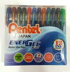 Pentel Energel 0.7 Mm Roller Gel Pen|Quick Dry Ink For Smudge-Free Writing|Lightweight Gel Pen For Smooth Writing Experience|Set Of 12 Shades (Bl417)|Blue