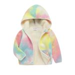 Mud Kingdom Boys Girls Polar Fleece Jacket with Hood Winter Thick Warm Outerwear Funny Cartoon, Tie Dye, 10-12