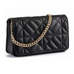 Black Crossbody Bags for Women Small Quilted Shoulder Bag Clutch Purses Designer Handbags Satchel Evening Party Bag with Gold Chain Faux Leather Trendy Mini Club Purse Wallet