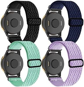 4 Pack Stretchy Watch Bands Compatible with Garmin Venu Bands, 20mm Nylon Straps for Garmin Venu 3/Garmin Venu 2/Garmin Vivoactive 3/Vivoactive 5,Venu 2 Plus,Vivoactive 3 Music,Forerunner 245/645 /245 Music/645 Music for Women Men