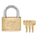 Godrej No.1 Lock I Pin Cylinder 60 mm I 3 Keys I Padlock for Main Door I Gate Lock I Lock for Tool Box, Shutters, Shops & Offices I Corrosion Resistant Shackle I Brass Finish