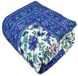 AUROSTYLE 400 TC Pure Cotton Floral Design with Gold Printed Traditional Rajasthani Jaipuri Quilt/Razai/Rajai (Light Weight, Double Bed-90 x 105 Inch) (Design 10)