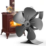 Tanniws Wood Stove Fan 5 Blades Fan Log Burner Fan Wood Burner Fireplace Fan Heat Powered Eco Fireplace Fans with Thermometer Silent for Home Wood Burning/Log Burner/Fireplaces