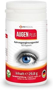AUGEN PLUS AUGENVITAMINE KAPSELN MONATSPACKUNG mit LUTEIN 25mg + ZEAXANTHIN 10mg je Tagesdosis, BETA CAROTIN, ZINK, VITAMIN D3 + B12 - vegan glutenfrei laktosefrei Primedical 1 x 60 Kapseln