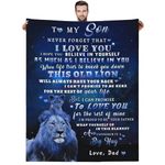 AEEZO to My Son Blanket from Dad Son Gift from Dad Lion Blanket for Sofa Bedroom Warm Cozy Flannel Blanket Christmas Birthday Gift for Son 50x60 Inch