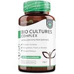 Super Strength 40 Billion CFU Bio Cultures Complex with 15 Live Strains – Advanced Multi Strain Formula – Vegan Capsules – Digestive Enzyme Supplement for Men & Women – Made by Nutravita