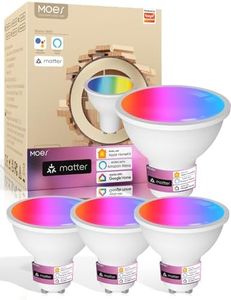MOES Matter Ampoule Intelligente GU10, Lampe LED WLAN RGB, Dimmable, 2700k-6500k Blanc Chaud & Froid, Synchronisation musicale, 16M de Couleurs, compatible avec Apple homekit & Alexa, Google Home 4PCS