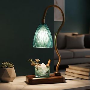 CRYSTALAX Crystal Candle Warmer Lamp | Blue Glass Shade + Real Kyanite Crystals, Dual Lighting, Dimmable Touch Control, Timer, 2 Bulbs | Flameless Candle Melter & Luxury Home Décor Gift for Women