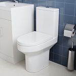 ELEGANT White Close Coupled Toilet with Cistern Soft Close Seat Bathroom WC, D Shape Toilet Pan