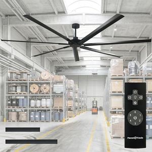 Parrot Uncle Black Ceiling Fan No Light, 100 Inch ETL Listed Large Ceiling Fan, 7 Metal Blades, 6 Speed Reversible DC Motor, Industrial Commercial Indoor for Garage,Shop,Warehouse