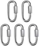 Bolt Dropper 1/2" Removable Chain Links Connector - Heavy Duty Large Carabiner 316 Stainless Steel Marine Grade - Corrosion Resistant Chain Connector, Chain Hooks Locking Clip Carabiner - Set of 5