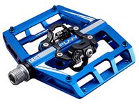 Funn Mamba Mountain Bike Clipless Pedal Set - Double Side Clip Wide Platform MTB Pedals, SPD Compatible, 9/16-inch CrMo Axle (Blue)