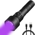 TATTU U2 UV Torch Rechargeable 395nm Black Light Flashlight Blacklight 10W Ultraviolet LED Lamp with Micro USB Charging Cable