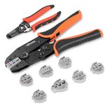 KF CPTEC Crimping Tool Set 9PCS - Ratcheting Wire Crimper Kit - Quick Exchange Jaw for Heat Shrink, Non-Insulated, Open Barrel, Insulated and Non, Insulated Ferrules, Wire Terminal Crimper KFN-30J