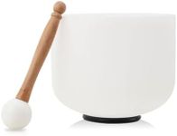NICCOO Crystal Singing Bowl Sound Healing G Note Heart Chakra Quartz Gift for Meditation Prayer Yoga Relaxation with O-Ring and Mallet White