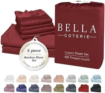 Bella Coterie 6 Piece Luxury Bamboo Viscose Split Top King Size Sheet Set | 34" Split for Adjustable Beds | 100% Organically Grown| Cooling | 18” Deep Pocket | 4 Pillowcases [Merlot]