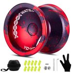 WATIEOBOOTrick Yoyo Professional Yoyo Metal Unresponsive Yoyos Pro Yo-Yos for Kids Adults Beginners Advanced Player Durable, Competitive-Grade Balance with Yoyos Strings-Black and Red
