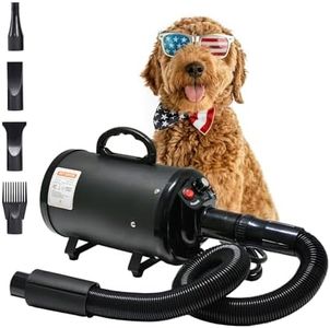 Dog Blow Dryer for Grooming 4.5HP/2800W, Stepless Adjustable Speed High Velocity Dryer for Dogs Blower for Deshedding Professional Heat Quiet 2 Motor Hose Brush Deshedder for Long Haired Bathing Wash
