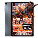 Headwolf HPad5 Android 14 Tablet 2024, Octa Core Helio G99 up to 2.2 GHz Gaming Tablet,2K FHD Display Android Tablet 10.51 inch, Widevine L1, 16GB+ 128GB, 8500mAh,16MP+8MP, Quad Speakers