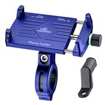 GRAND PITSTOP Mobile Holder for Bikes, Motorcycle, Scooter, Bicycles, Claw Grip Bike Mobile Holder, Aluminium Handlebar Cellphone Holder for Maps and GPS Navigation & 360° Rotation Phone Mount-Blue