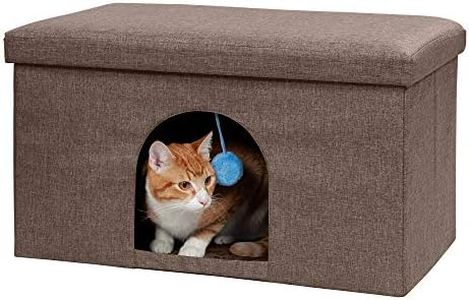 FurHaven Pet House | Footstool Ottoman Pet House for Dogs & Cats, Coconut Brown, Large