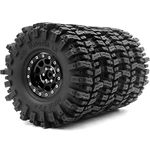 HOBBYSOUL 1.9 Mud Slingers Tires Super Grip Sticky Tyre 120mm / 4.72'' tall & 1.9 Beadlock wheels Rims Hex 12mm Black For 1/10 Crawler Traxxas TRX4 Axial SCX10 Redcat Gen8 upgarde, (4-pack)