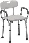 NOVA Medical Products Shower and Bath Chair with Back & Arms, White, 1 Count