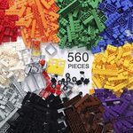 Building Bricks -Regular Colors 560 Pieces -Compatible with All Major Brands Include Mesh Bag…