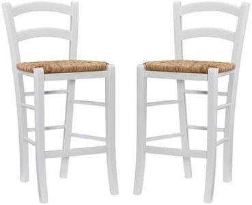 Linon Halton Set of Two Wood 24.4" Counter Stools in White