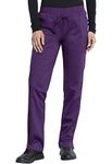 Cherokee Scrubs for Women Workwear Revolution, Drawstring Cargo Pants WW105P, XS Petite, Eggplant