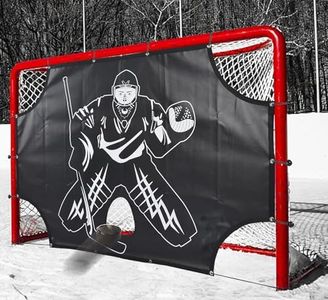 Doubleriver Hockey Goal Target for Accuracy Practice - 72" x 48" Professional & Street Hockey Training Equipment with 5 Precision Holes - Durable PVC for Goalies & Players
