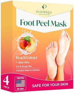 PLANTIFIQUE Foot Peeling Mask 4 Pack | Dermatologically Tested Repairs Heels & Removes Dry Dead Skin for Baby Soft Feet | Exfoliating Foot Peel Mask for Dry Cracked Feet | Peach