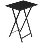 HOOBRO Folding TV Table, TV Tray, Stable Snack Table for Small Space, Portable Sofaside Table, Easy Assembly and Storage, Ideal for Snacks and Meals in Living Room, Black BK15BZ01