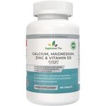 Calcium Magnesium Zinc and Vitamin D Plus Vitamin K2 MK-7 Supplement - 180 Vegan Tablets - High Strength Calcium Tablets Complex with Vitamin K2 Copper Manganese Selenium & Boron - UK Made