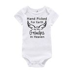 Amberetech Baby Romper Hand Picked for Earth by My Grandpa in Heaven Baby Boys Girls Bodysuit (Grandpa-White, Tag 3 (for 0-3 Months))