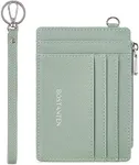 BOSTANTEN Small Wallet For Women RFID Leather Credit Card Holder Slim Wristlet Keychain Wallet With Zipper Pocket Light Green