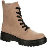 Limelight Rudy - Women's Rugged Lace-up Zip-up Ankle High Combat Boot, Sand, 8