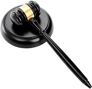 WUWEOT Black Gavel and Block Set, Handcrafted Wood Gavel and Round Hammer Sound Block Perfect for Judge, Lawyer, Student, Auction Court, and Gifts