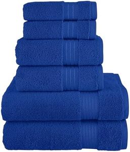 Elegant Comfort Premium Cotton 6-Piece Towel Set, Includes 2 Washcloths, 2 Hand Towels and 2 Bath Towels, 100% Turkish Cotton - Highly Absorbent and Super Soft Towels for Bathroom, Royal Blue