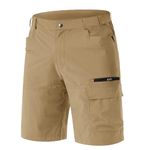 EKLENTSON Men's Hiking Cargo Shorts Quick Dry Outdoor Travel Shorts with Multi Pocket for Fishing Camping Casual Khaki,34