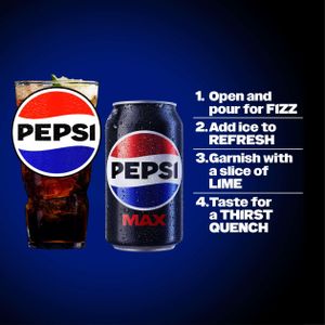 Pepsi Max No Sugar Soft Drink, 24 x 330ml Cans
