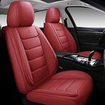 Isen-CoverAuto Full Coverage Faux Leather Car Seat Covers Universal Fit for Most Cars,Trucks,Sedans and SUVs with Waterproof Leatherette in Automotive Seat Cover Accessories (Wine Red)