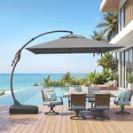 Grand patio Sunbrella 10x10 FT Cantilever Umbrella with Base Included Patio Square Aluminum Offset Umbrellas for Outdoor Pool (Charcoal, 10X10 FT-SUNBRELLA)