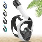 Full Face Snorkel Mask for Adults | Unique CO2 Safe Valve System | 3X Larger Snorkel for Easy Breathing | Premium Snorkel Gear from Khroom (L/XL, White)