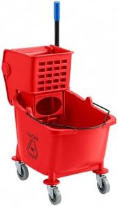 Commercial Mop Bucket with Wringer on Wheels | Red 35 Qt