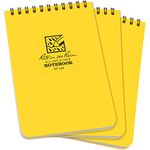 Rite in the Rain Weatherproof Top Spiral Notebook, 4" x 6", Yellow Cover, Universal Pattern, 3 Pack (No. 146-3)