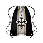 Forever Collectibles NFL New Orleans Saints Team Stripe Drawstring Backpack BagTeam Stripe Drawstring Backpack Bag, Black, 19" x 14"