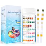 Accevo 7 in 1 Pool and Spa Test Strips, Swimming 100 Pool Test Kit, Hot Tub & Pool Water Testing Strips for pH, Total Chlorine, Total Alkalinity, Hardness, Free Chlorine, Bromine, Cyanurlc Acid