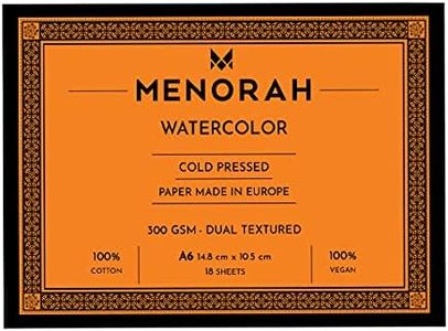 MENORAH – A6 – 100% Cotton Watercolor Sketchbook – 300 GSM- Water Color Paper Loose Sheets (10.5 cm x 14.8 cm)- (18 Sheets / 36 Pages)- Watercolour Artist Sketchbook- Glued End Pad